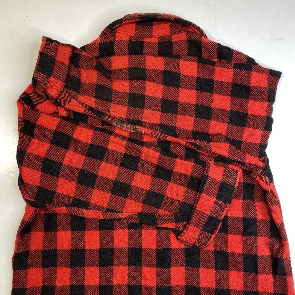 Vintage Woolrich Shirt Wool Shacket Mens L Red Buffalo Plaid Tartan *Flaw